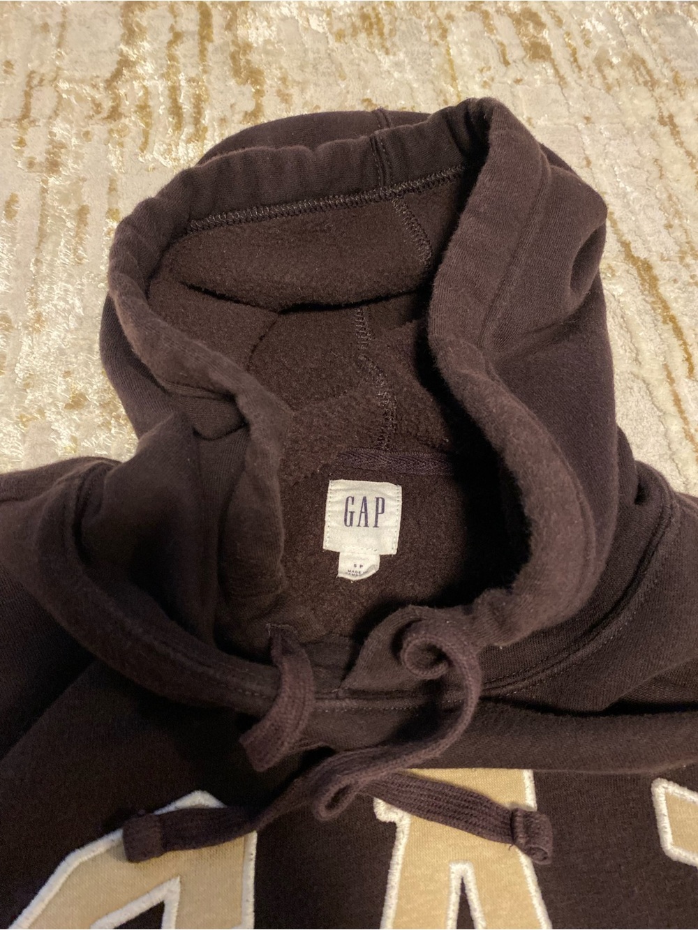 GAP Chocolate Brown Hoodie with Cream Lettering - Picture 5 of 5